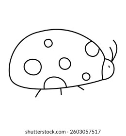 Ladybug in doodle style, linear, isolated on white background