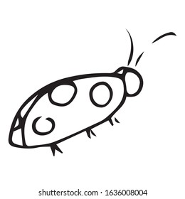 Ladybug doodle. Vector illustration of a cartoon ladybug. Hand drawn funny ladybug.