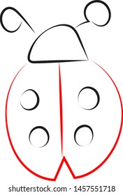 Ladybug-Zeichnung, Illustration, Vektorgrafik auf weißem Hintergrund.