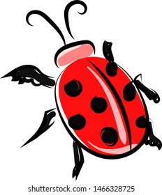 Ladybug drawing, illustration, vector on white background.