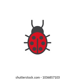 Ladybug filled outline icon, line vector sign, linear colorful pictogram isolated on white. lady-cow symbol, logo illustration. 