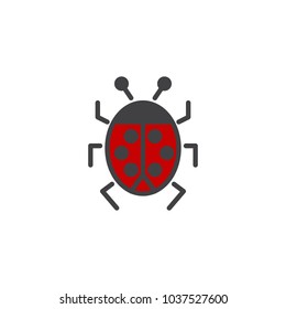 Ladybug filled outline icon, line vector sign, linear colorful pictogram isolated on white. Ladybird bug symbol, logo illustration. Pixel perfect vector graphics