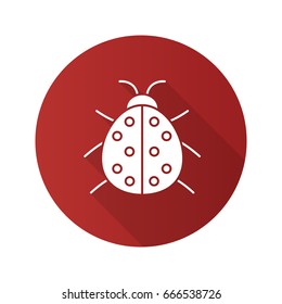 Ladybug flat design long shadow glyph icon. Ladybird. Vector silhouette illustration
