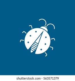 Ladybug Flat Icon On Blue Background