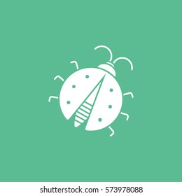 Ladybug Flat Icon On Green Background
