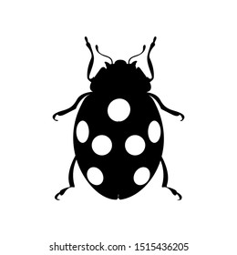 Ladybug Flat Icon Vector Silhouette Isolated on White Background