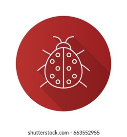 Ladybug flat linear long shadow icon. Ladybird. Vector outline symbol