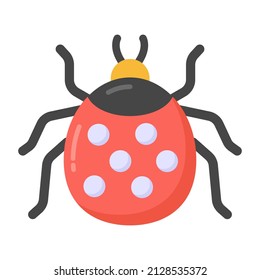 Ladybug in flat modern design icon 

