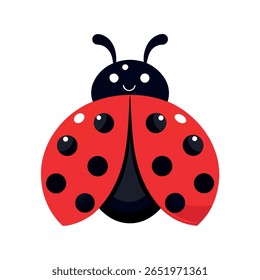 Ilustración vectorial plana de mariquita aislada