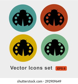  Ladybug flight icon set, simple elements logo. Vector illustration. Logo template. Flat style. 