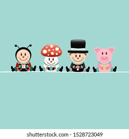 Ladybug, Fly Agaric, Chimney Sweeper And Pig Turquoise