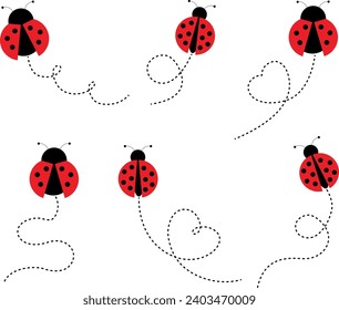 Ladybug Flying Isolated on White Background