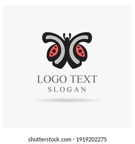 ladybug flying logo vector letter CC. symbol design template idea