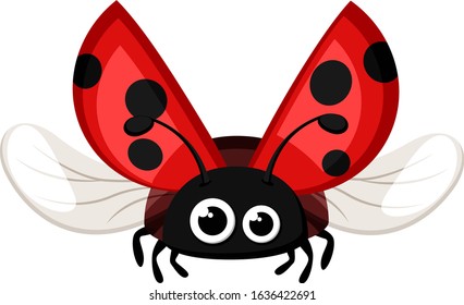 Ladybug flying on a white background. Insect