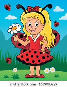 Ladybug girl theme image - eps10 vector illustration.