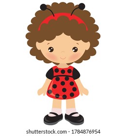 Ladybug girl vector cartoon illustration