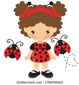 Ladybug Girl Vector Cartoon Illustration Stock Vector (Royalty Free ...