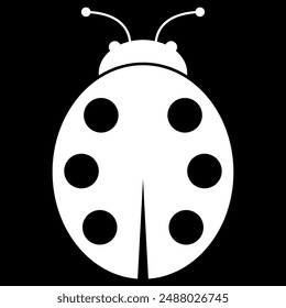 Ladybug glyph icon. A simple ladybug with spots, symbolizing nature, insects, and garden life. Ideal for themes related to wildlife, gardening, and environmental conservation