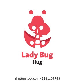 Ladybug and hand logo design template. vector illustration.