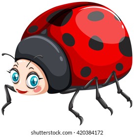 Ladybug with happy face illustration