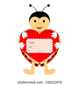 Ladybug with heart on a white background