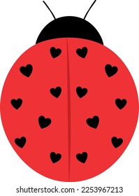 Ladybug with hearts valentine vector illustration