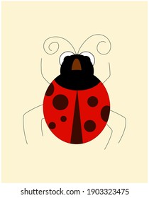 Icono de parachoques en la ilustración del vector animal.  rojo, punto negro, naturaleza.