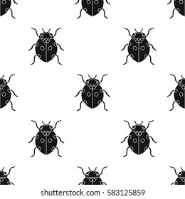 Ladybug icon in black style isolated on white background. Insects pattern stock vector illustration.