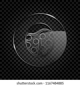 Ladybug icon. Icon in circle glass bubble on dark transparent grid. Glass style