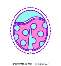 Ladybug icon. Colored sketch with dotted border on white background
