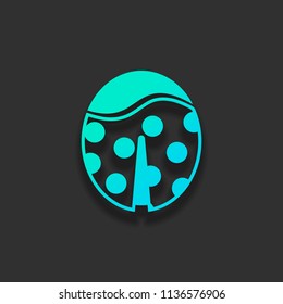 Ladybug icon. Colorful logo concept with soft shadow on dark background. Icon color of azure ocean