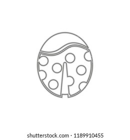 Ladybug icon. Dotted outline silhouette with shadow on white background