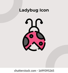 Ladybug-Symbol mit ausgefülltem Outline-Stil, Vektorbearbeitbar