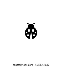 Ladybug Icon. Flat, Simple, Black, Silhouette.