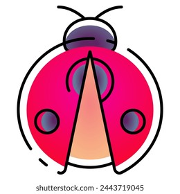 Ladybug icon with gradient filled line style. Suitable for website design, logo, app and UI.