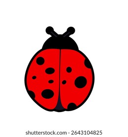 ladybug icon illustration with red and black body. Simple and bold insect design suitable for kids, education, nature, or decorative purposes