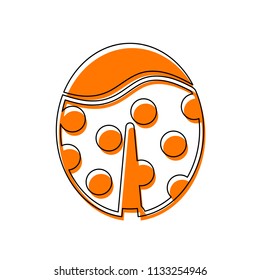 Ladybug icon. Isolated icon consisting of black thin contour and orange moved filling on different layers. White background