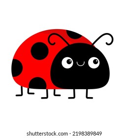 Ladybug icon. Lady bug ladybird insect. Cute cartoon kawaii funny baby character. Side view. Sticker template. Happy Valentines Day. Flat design. White background. Isolated. Vector illustration