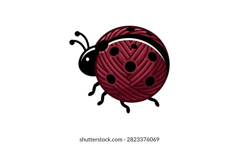 Ladybug icon made of red yarn for knitting enthusiasts.