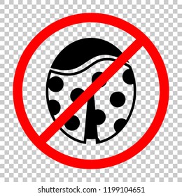 Ladybug icon. Not allowed, black object in red warning sign with transparent background - Powered by Shutterstock - Get 15% off with code: PIKWIZARD15