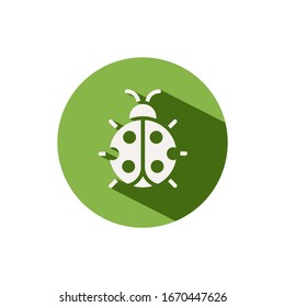 Ladybug. Icon on a green circle. Animal vector illustration