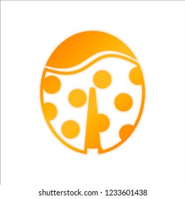 Ladybug icon. Orange sign with low light on white background