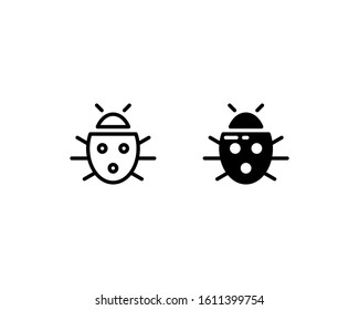 Ladybug icon. With outline and glyph style