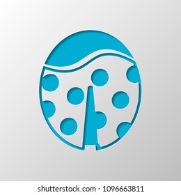 Ladybug icon. Paper design. Cutted symbol with shadow