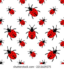 Ladybug Icon Seamless Pattern, Insect Icon, Coccinellidae, Ladybirds Icon Vector Art Illustration