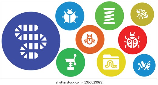 ladybug icon set. 9 filled ladybug icons.  Collection Of - Worm, Ladybug, Spring, Bug, Ant, Grasshopper