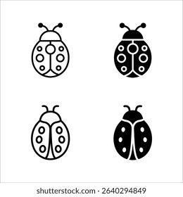 Ladybug icon set. for mobile concept color editable