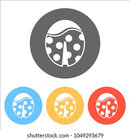 Ladybug icon. Set of white icons on colored circles