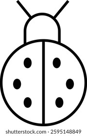  Ladybug Icon with Transparent Background. – Line icon of a ladybug representing insects, nature, and biodiversity with transparent background.