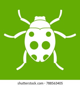 Ladybug icon white isolated on green background. Vector illustration